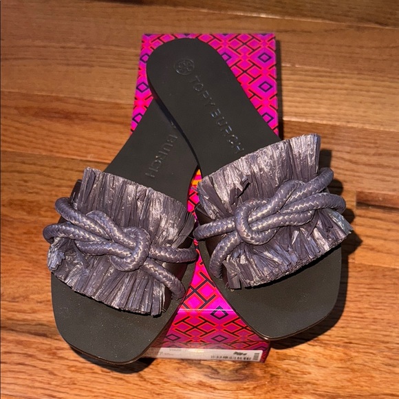Tory Burch Rope Flat Slide Sandals - Picture 1 of 4